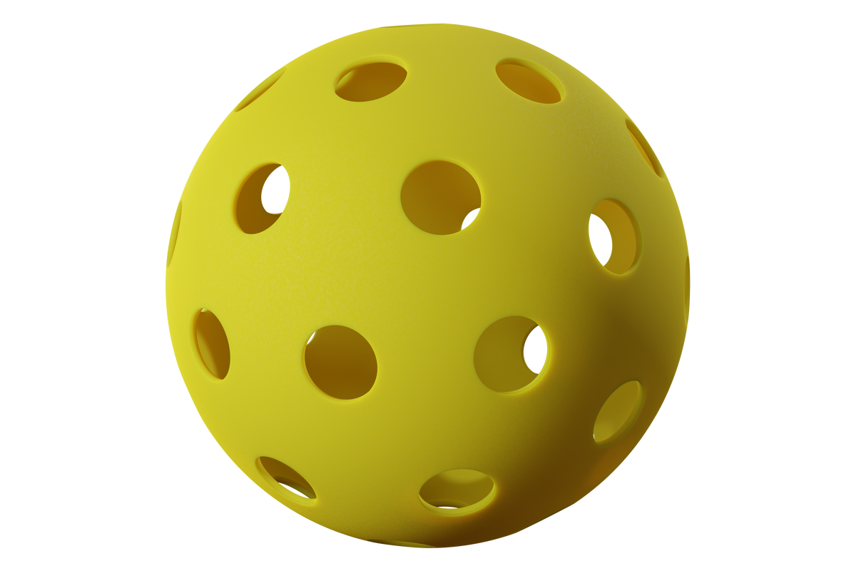 yellow plastic pickleball with holes 